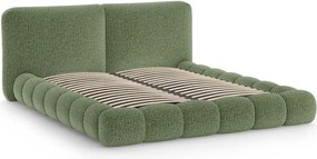 Letto matrimoniale imbottito verde con contenitore con rete inclusa 200x200 cm Solange – Micadoni