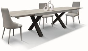 Tavolo PANZANO in legno, finitura grigio cemento e metallo verniciato antracite, allungabile 160&#215;90 cm &#8211; 250&#215;90 cm