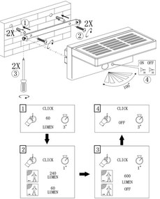 Applique LED Solare Minimal Bianca con Sensore di Movimento Colore Bianco Naturale 4.000K