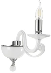 Applique CHERUBINI in vetro e cristallo ottico 1 Luce Bianco 12x22 cm