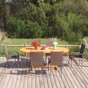 Set mobili da pranzo giardino 7 pz in polyrattan marrone