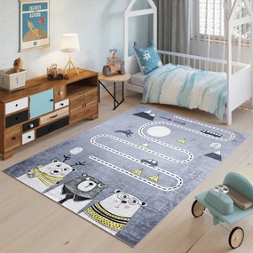 Tappeto per bambini con motivi di animali e strade  Larghezza: 120 cm | Lunghezza: 170 cm