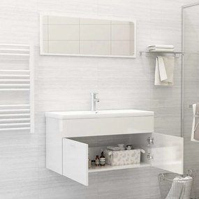 Set mobili da bagno bianco lucido in truciolato