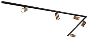 Sistema di illuminazione a binario moderno con 5 faretti bronzo scuro 1 fase GU10 70mm - Iconic Jeana Luxe