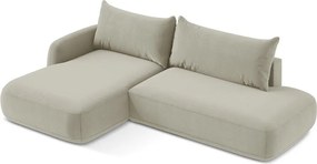 Divano angolare beige allungabile (con penisola a sinistra/con chaise lounge) Hale – Makamii