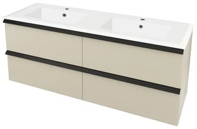 Mobile sottolavabo e lavabo Rodi per doppia vasca cotone L 140 x H 57 x P 46 cm