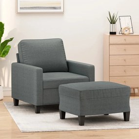 Poltrona Con Poggiapiedi Grigio Scuro 60 Cm İn Tessuto /