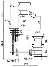 Miscelatore Monocomando Bidet con scarico cromo Zucchetti Pan Zp6332