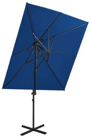 Ombrellone A Sbalzo Con Doppia Copertura 250x250 Cm Blu /