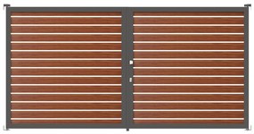 Cancello manuale battente Maia120-20 ALBA in alluminio rovere dorato telaio grigio, apertura centrale, L 350 x H 190 cm