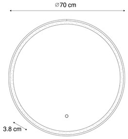 Specchio da bagno oro rosa 70 cm con LED dimmerabile a 3 livelli con touch rotondo - Miral