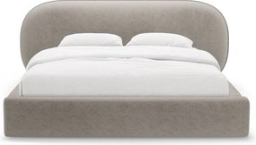 Letto matrimoniale imbottito beige con contenitore con rete inclusa 180x200 cm Ovalo – Micadoni