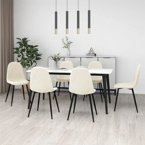 Sedie Da Pranzo 6 Pz Bianco Crema İn Velluto /