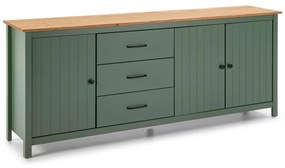 Cassettiera bassa in legno di pino di colore verde-naturale 190x80 cm Miranda - Marckeric