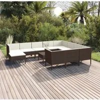 Set Divani da Giardino 12 pz con Cuscini in Polyrattan Marrone cod mxl 38435