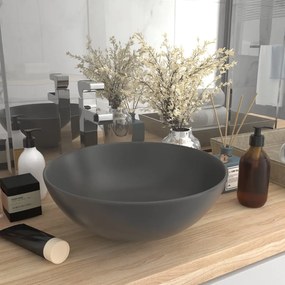 Lavandino Da Bagno İn Ceramica Grigio Scuro Rotondo /