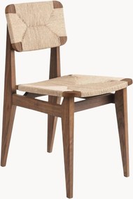 Sedia in legno in legno di noce con seduta intrecciata C-Chair