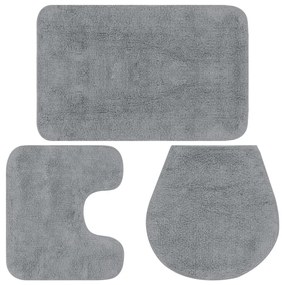 Set Tappetini Per Bagno 3 Pz İn Tessuto Grigio /