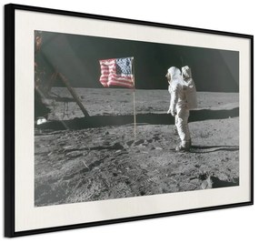 Poster  Flag on the Moon  Cornice Quadri Cornice nera con pass-partout, Larghezza x Altezza Home decor 30x20