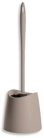 Porta scopino wc moderno in plastica tortora con scopino ergonomico