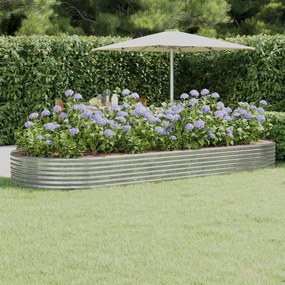 Letto Giardino Acciaio Verniciato Polvere 373x140x36 Cm Argento /