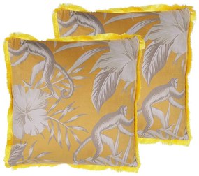 Set di 2 cuscini con stampa di animali 45 x 45 cm giallo MANJU Beliani