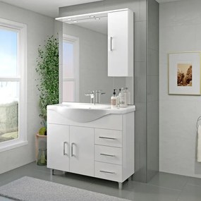 Mobile sottolavabo e lavabo con illuminazione Simona bianco lucido L 101.8 x H 81.5 x P 50.5 cm