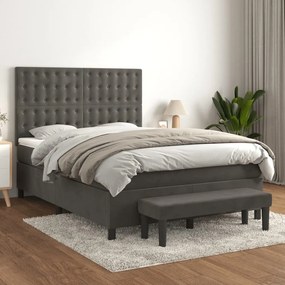 Giroletto A Molle Con Materasso Grigio Scuro 140x200 Cm Velluto /