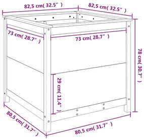 Fioriera da Giardino Bianca 82,5x82,5x78cm Legno Massello Pino