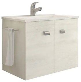 Mobile bagno sospeso 60 cm con lavabo e portasalviette rovere bianco - Erika 99029