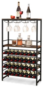 Costway Cremagliera per vino indipendente con 4 livelli e 4 file di rack per stoviglie, Espositore multifunzionale cucina