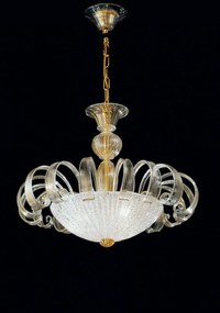 Sospensione 3 luci cristallo/ambra in vetro di Murano - 997/65  Vetrilamp