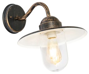 Lampada da parete esterna rustica oro anticato IP44 - Kansas