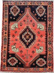 Shiraz Tappeto 170x120 Rosso (Iran) Annodato A Mano