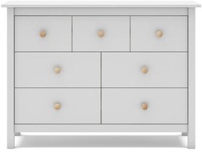 Cassettiera bassa bianca per bambini in legno di pino 110x80 cm Max - Marckeric