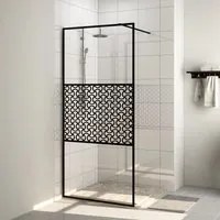 Parete per Doccia Walk-in Vetro Trasparente ESG 100x195cm Nera 151030