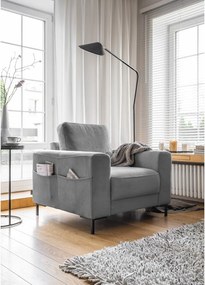 Poltrona in velluto a coste grigio Lofty Lilly - Miuform