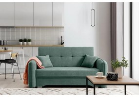 Divano verde allungabile/con contenitore e rivestimento in ciniglia 155 cm Laine – ELTAP