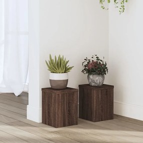 Supporti Per Piante 2 Pz Marrone 15x15x20 Cm Legno Multistrato /