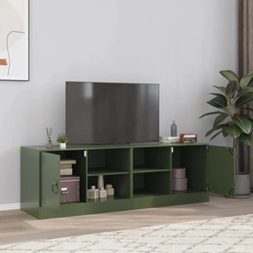 Mobili tv 2 pz verde oliva 67x39x44 cm in acciaio