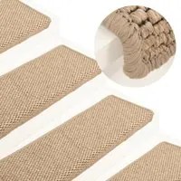 Tappeti Autoadesivi Scale Aspetto Sisal 15 pz 65x21x4 cm Sabbia 326891