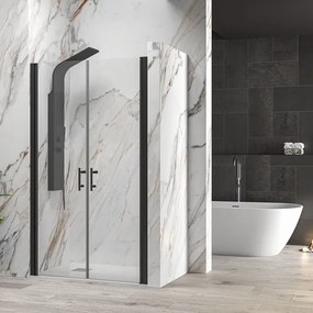 Porta doccia saloon 105-110 cm profili neri altezza 200h | KSAL2800AN - KAMALU