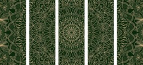 Quadri 5 pezzi – Mandala decorativo dettagliato in verde