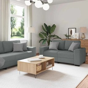 Set Di Divani 3 Pz Con Cuscini Grigio Scuro İn Tessuto /