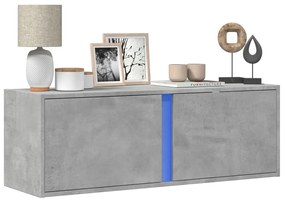 Mobile Tv A Parete Con Luci Led Grigio Cemento 100x31x35 Cm /
