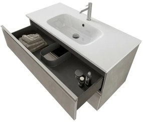Mobile bagno sospeso 100 cm Master grigio cemento con specchio contenitore