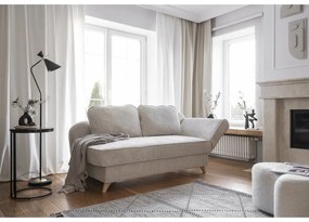 Chaise longue beige (con penisola a destra) con rivestimento in velluto a coste Chic Charlotte – Miuform