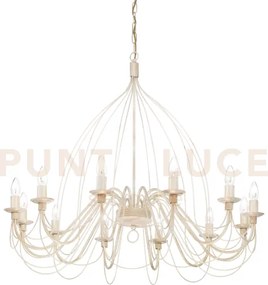 Corte lampadario sospeso bianco antichizzato 12 luci attacco e14
