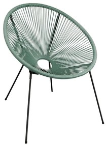 Sedia da giardino in acciaio Acapulco, seduta in rattan sintetico verde salvia