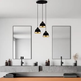 Lampadario a sospensione con cavo YILDO 3xE27/40W/230V nero/oro